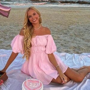 Pink Off The Shoulder Dress